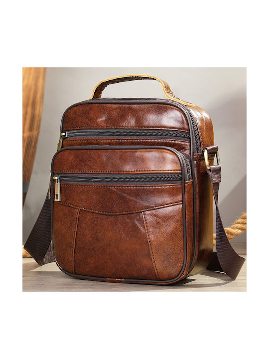 Leder Herrentasche Schulter / Crossbody Braun