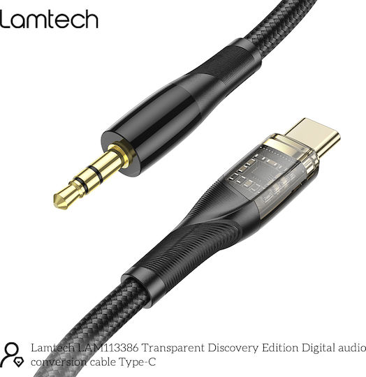 Lamtech Braided USB 2.0 Cable USB-C male - 3.5mm Black 1m (LAM113386)