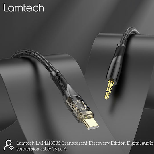 Lamtech Braided USB 2.0 Cable USB-C male - 3.5mm Μαύρο 1m LAM113386
