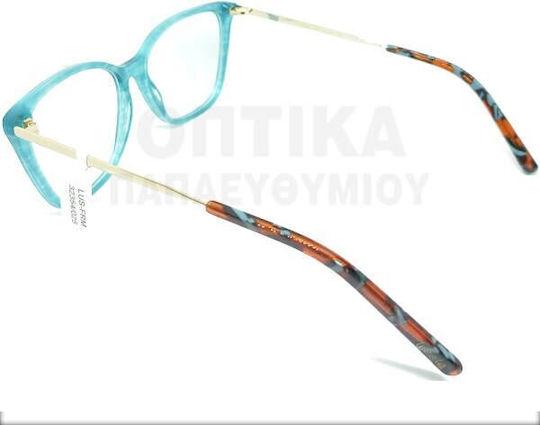 Lussile Weiblich Brillenrahmen Türkis LS32354 LN08