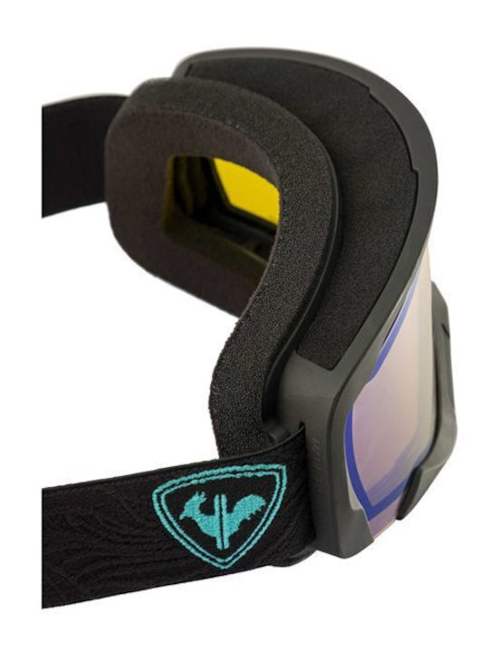 Rossignol Spiral Miror Μάσκα Σκι & Snowboard Ενηλίκων Μαύρη με Φακό Καθρέπτη σε Μπλε Χρώμα