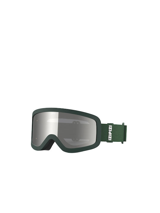 Izipizi Snow Ski & Snowboard Goggles Adults Green with Mirror Lens in Black Color