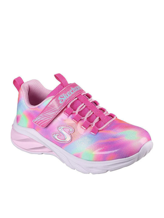 Bungee And Strap Kids Sneakers with Scratch Pink