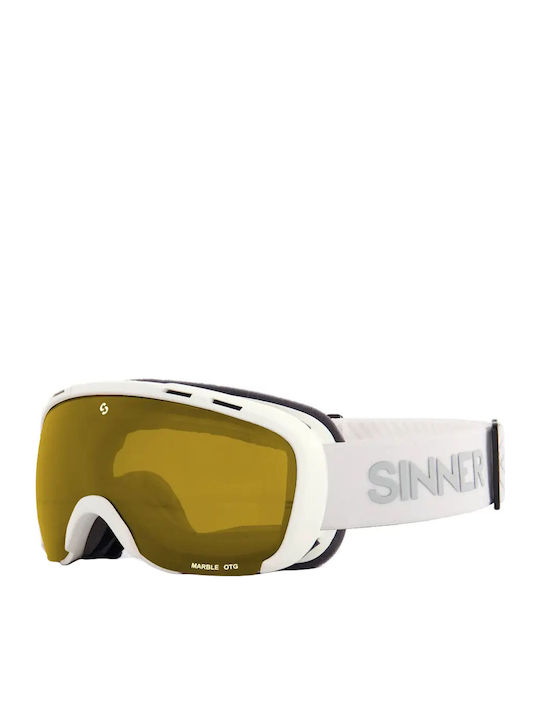 Sinner Marble Otg Ski & Snowboard Goggles Kids White with Lens in Gold Color