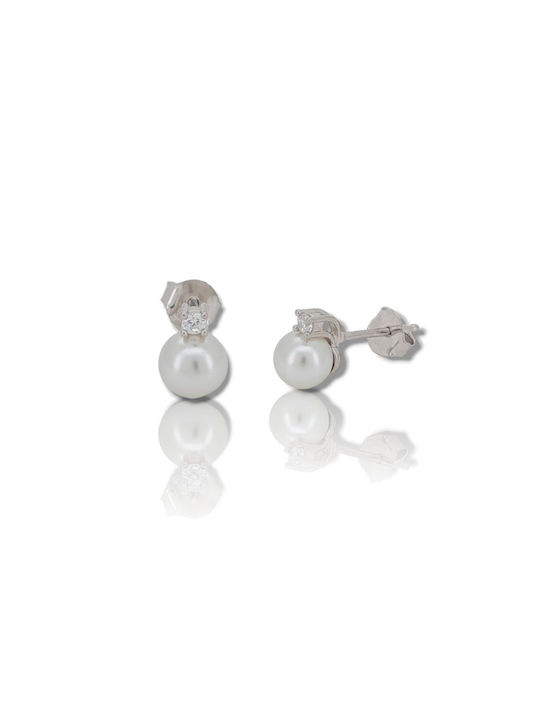 Mentzos Earrings made of Silver with Stones & Pearls