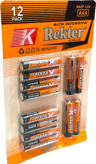 Rekter Extra Heavy Duty Μπαταρία Zinc AAA 1.5V 12τμχ
