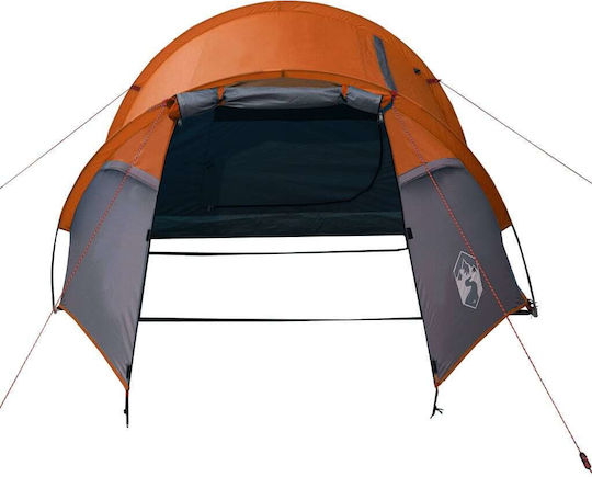 vidaXL Καλοκαιρινή Σκηνή Camping Τούνελ Πορτοκαλί με Διπλό Πανί για 3 Άτομα 370x185x108εκ.
