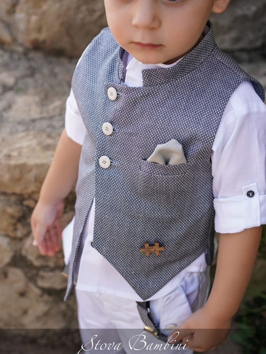 Stova Bambini Βαπτιστικό Κοστούμι για Αγόρι Γκρι