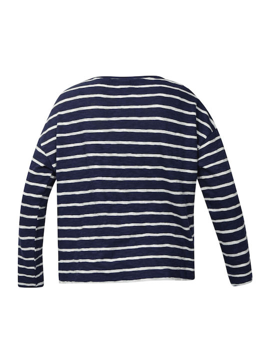 Margot Women's Blouse Cotton Long Sleeve Striped White / Blue