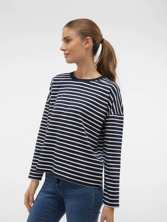Vero Moda Women's Blouse Long Sleeve Striped Blue