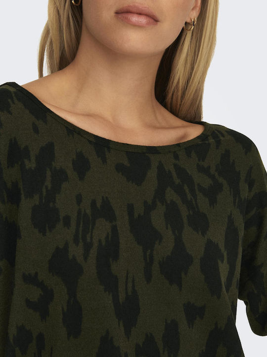 Damen Bluse mit 3/4 Ärmel Tierdruck Grün