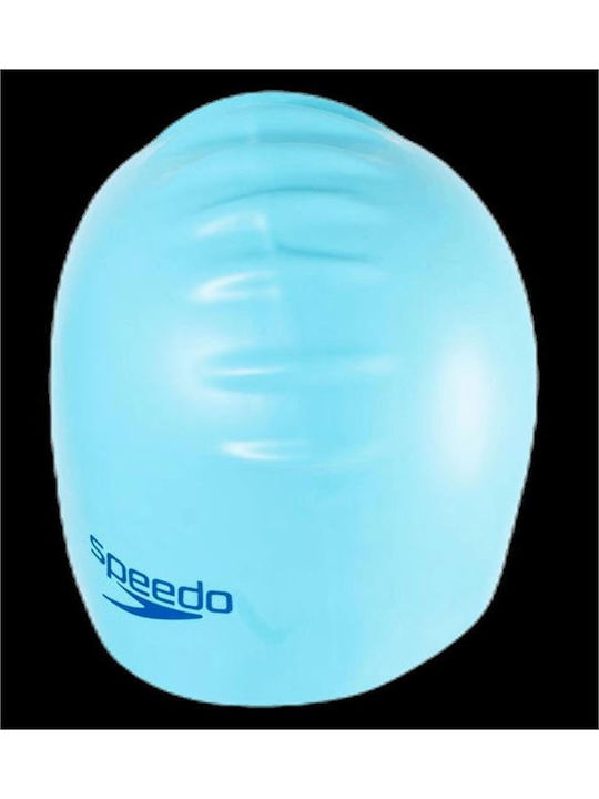 Speedo Plain Moulded Silicone Kids Swimming Cap Blue