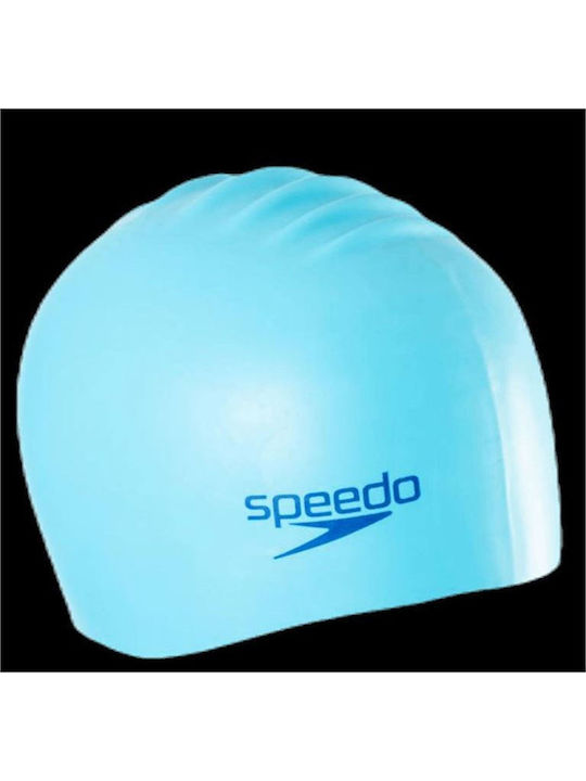 Speedo Plain Moulded Silicone Kids Swimming Cap Blue