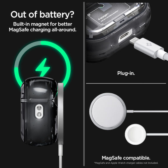 Spigen Ultra Hybrid Θήκη Σιλικόνης με Γάντζο σε Μαύρο χρώμα για Apple AirPods Pro 2