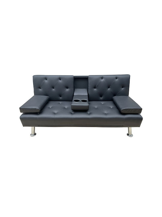 Rest Three-Seater Fabric Sofa Bed Black 168x88cm