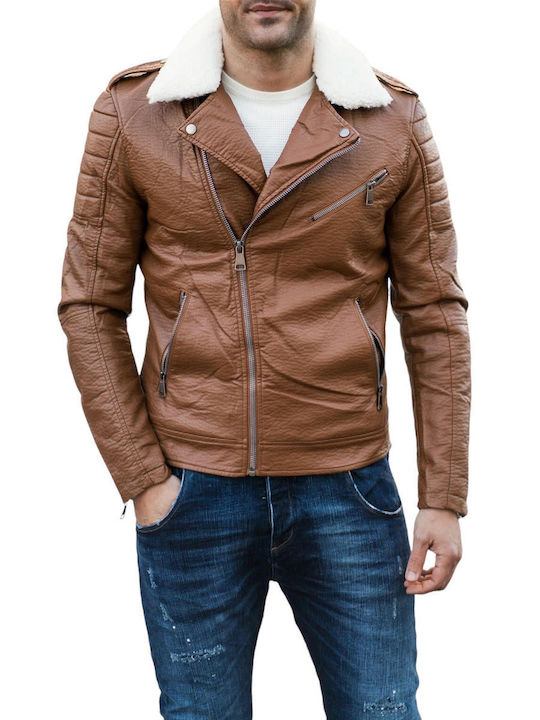 Bread and Buttons Herren Winter Jacke Leder Ταμπά