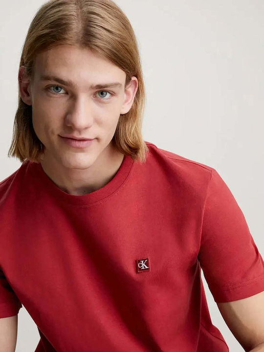 Calvin Klein Badge T-shirt Bărbătesc cu Mânecă Scurtă RED