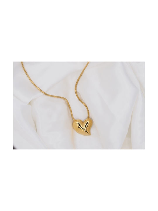 Necklace with design Heart from Gold Plated Steel