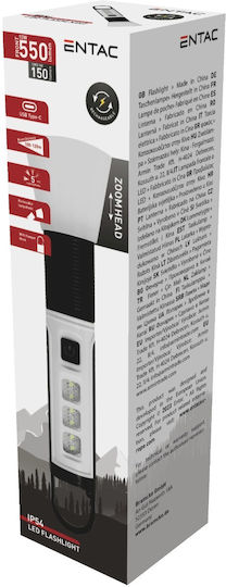 Entac Rechargeable Flashlight LED IP54 with Maximum Brightness 550lm