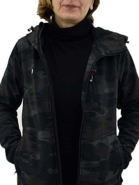 Women's Short Sports Jacket for Winter with Hood Khaki