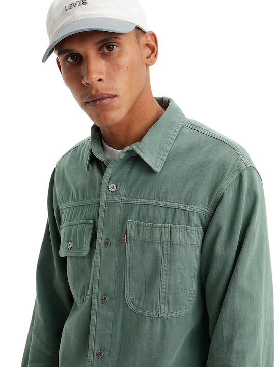 Worker Long-sleeved Cotton Shirt Green