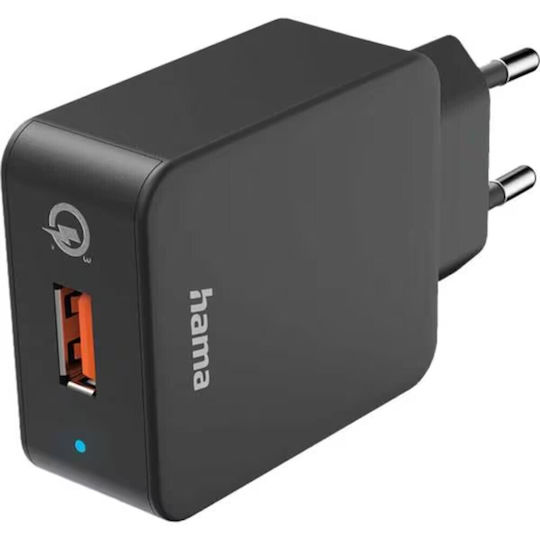 HAMA с USB-A порт и кабел micro USB 19.5W Power Delivery / Quick Charge 3.0 Черен (00201621)