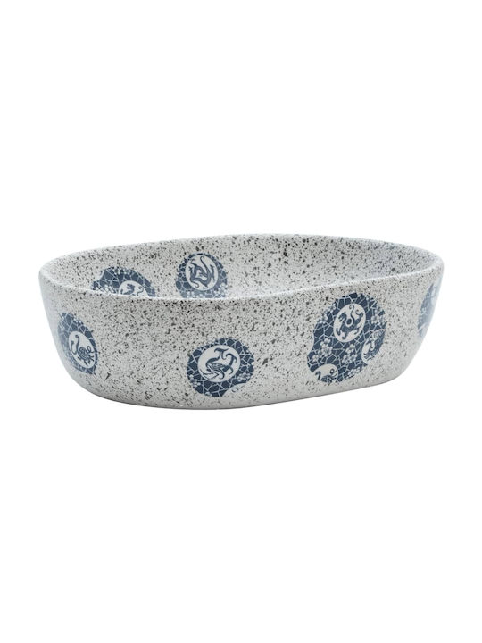 vidaXL Vessel Sink Ceramic 47x33x13cm Grey and blue