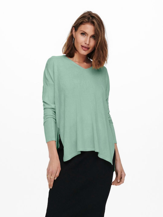 Only Amalia Women's Blouse Long Sleeve with V Neckline Subtle Green