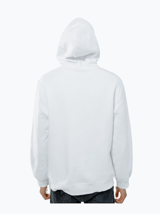 P-Line Men's Sweatshirt with Hood and Pockets white