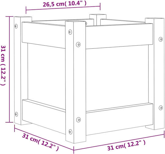 vidaXL Solid Wood Planter Box Wooden Brown 31x31x31cm.