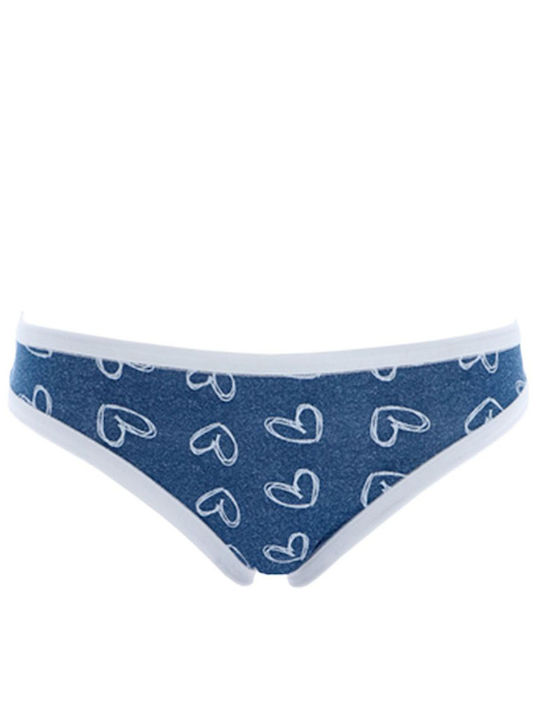 COTONELLA Women's Brazilian Briefs 3TEM - Blue/ Grey/ Blue