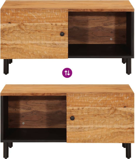 Rectangular Central Coffee Table Made of Solid Acacia Wood M80xW50xH40cm