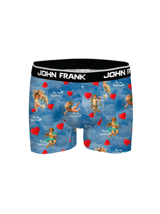 John Frank Digital World Herren Boxershorts Blau mit Mustern 1Packung