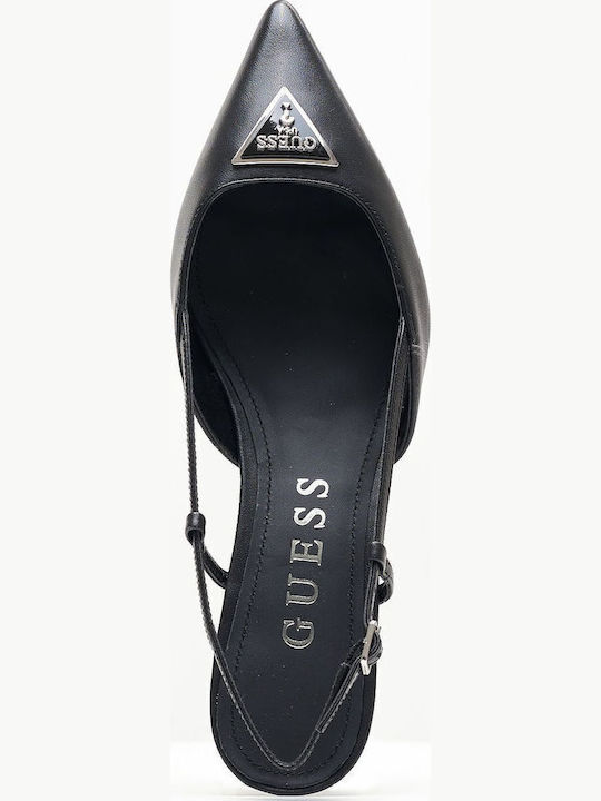 Leather Heels with Low Heel Black