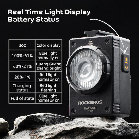 Rockbros Mars800 Επαναφορτιζόμενο Εμπρόσθιο Φως Ποδηλάτου