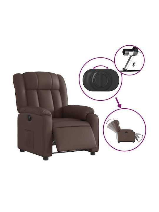 Πολυθρόνα Relax με Υποπόδιο από Δερματίνη Καφέ 78x92x98cm