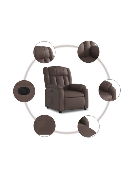 Πολυθρόνα Relax με Υποπόδιο από Δερματίνη Καφέ 78x92x98cm