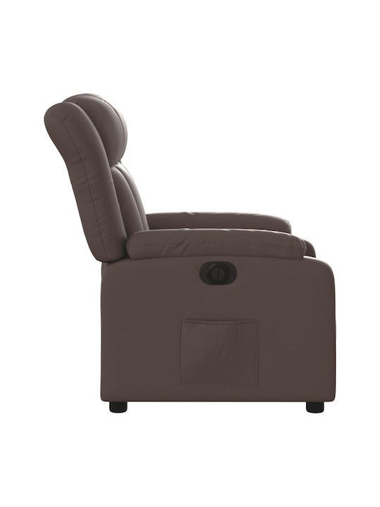 Πολυθρόνα Relax με Υποπόδιο από Δερματίνη Καφέ 78x92x98cm