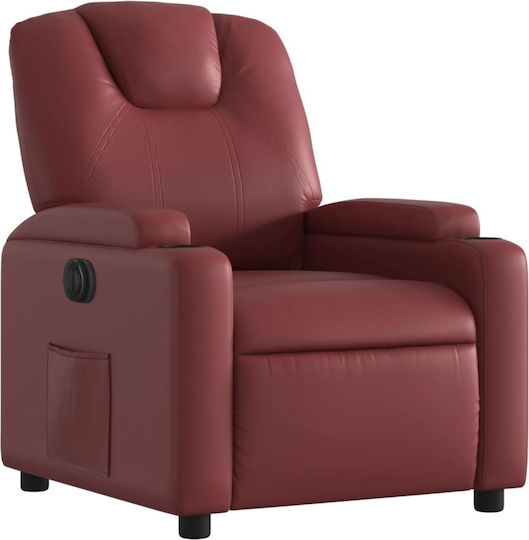 Relax Armchair with Footstool from Leatherette Bordeaux 74x88x97cm