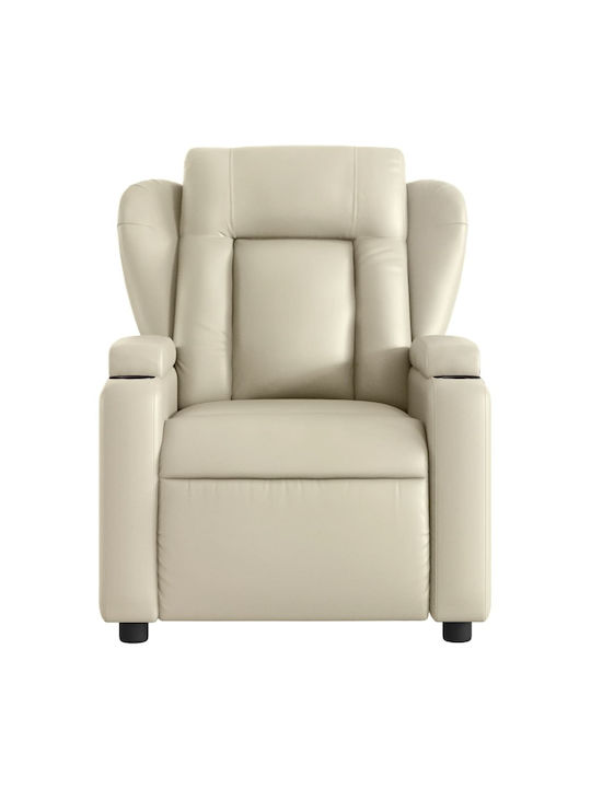 Πολυθρόνα Relax με Υποπόδιο από Δερματίνη Κρεμ 77x94.5x100cm