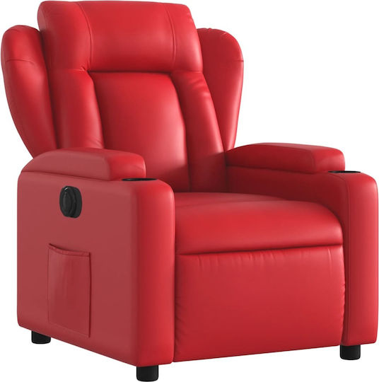 Relaxsessel mit Fußhocker aus Kunstleder Red 77x94.5x100cm
