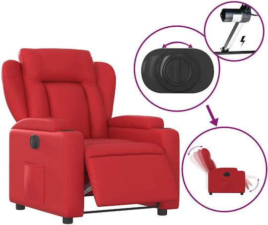 Relaxsessel mit Fußhocker aus Kunstleder Red 77x94.5x100cm
