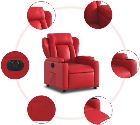 Relaxsessel mit Fußhocker aus Kunstleder Red 77x94.5x100cm