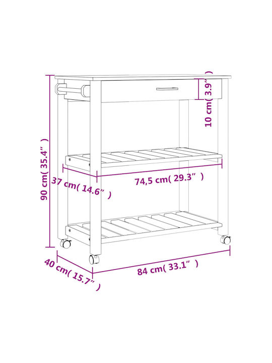 vidaXL vidaXL Küchenregal Hölzernes 2 Ebenen Rosa 84x40x90cm