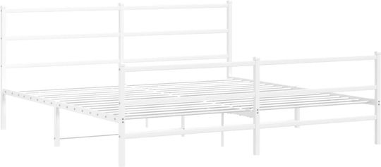 King Size Metallbett Weiß mit Lattenrost für Matratze 193x203cm
