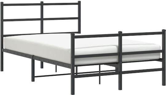 Hälfte Doppel Metallbett Schwarz mit Lattenrost für Matratze 120x200cm