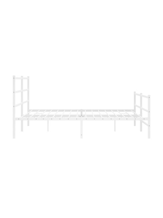 King Size Metallbett Weiß mit Lattenrost für Matratze 193x203cm