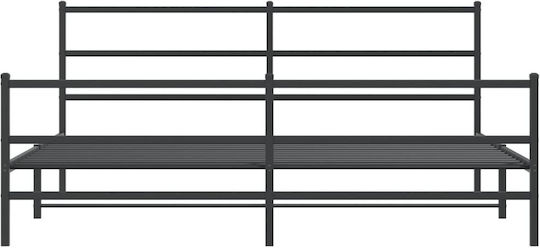 King Size Metallbett Schwarz mit Lattenrost für Matratze 183x213cm