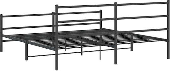 King Size Metallbett Schwarz mit Lattenrost für Matratze 183x213cm