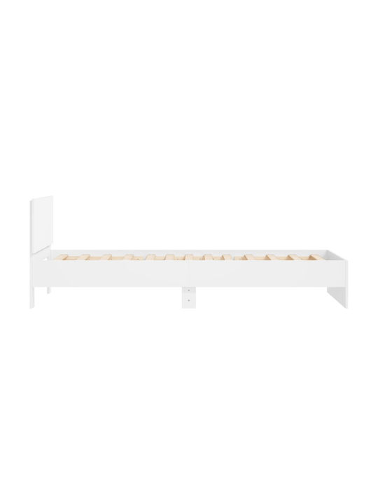 Single Wooden Bed White with Slats for Mattress 100x200cm